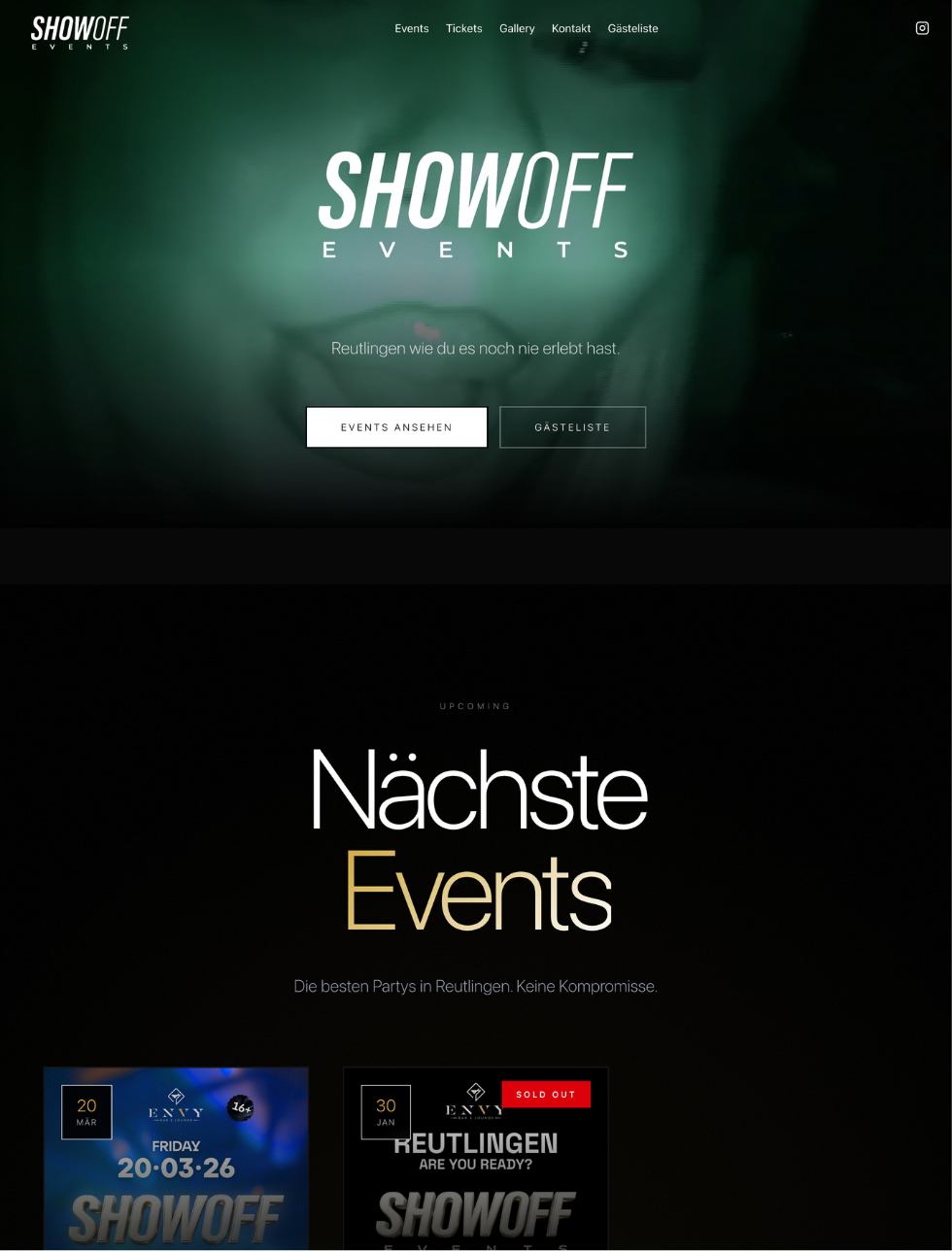 SHOWOFF Events Website — Event-Plattform auf Basis von SEVEN4ONE EVENTS